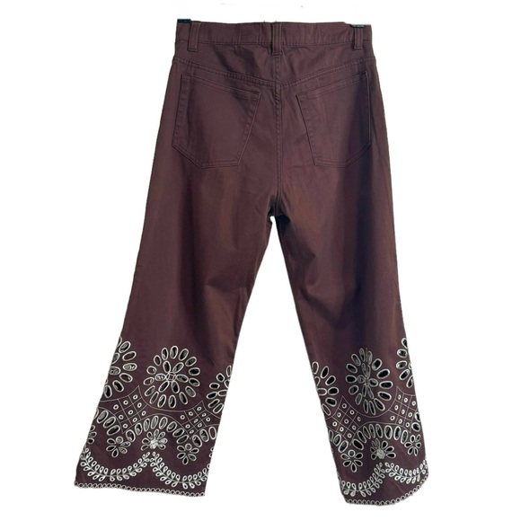 4/$24 Very Vera Embroidered Brown Capris Pants - Picture 5 of 7